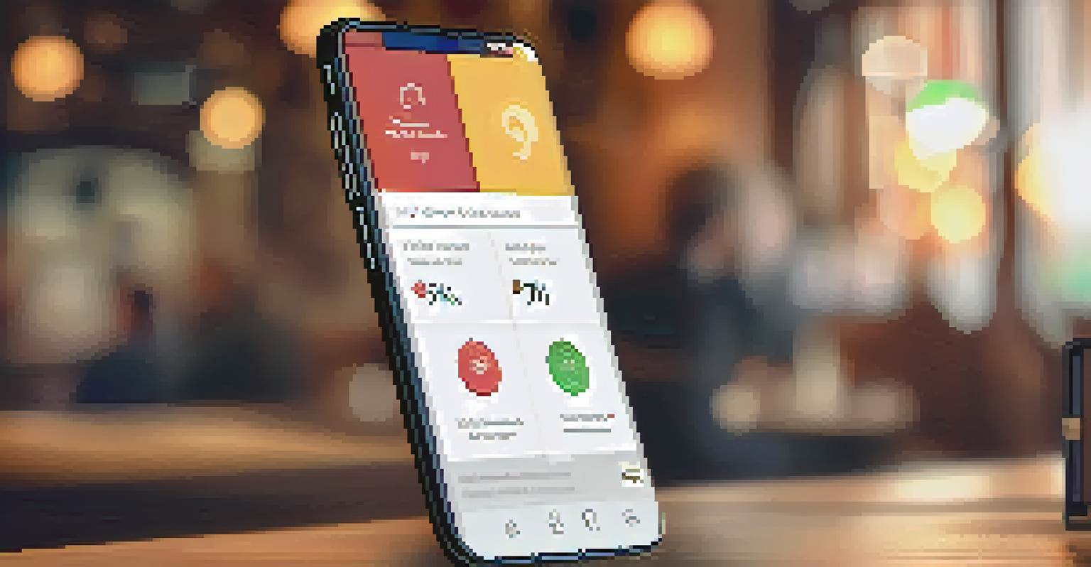 A mobile phone displaying a user-friendly CRM application in a cozy café setting.
