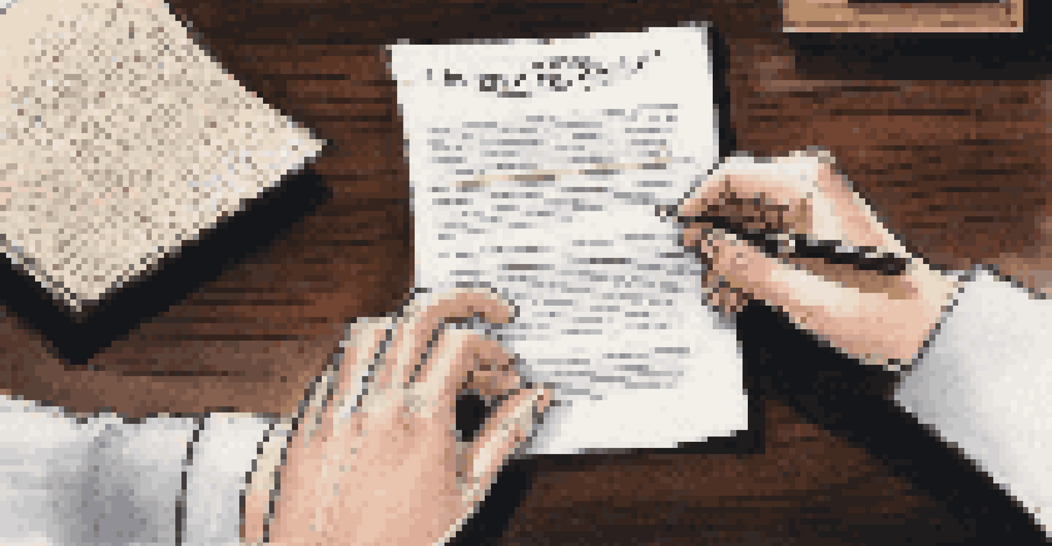 Close-up of hands reviewing an 'Intellectual Property Strategy' document on a wooden desk with a blurred bookshelf in the background.