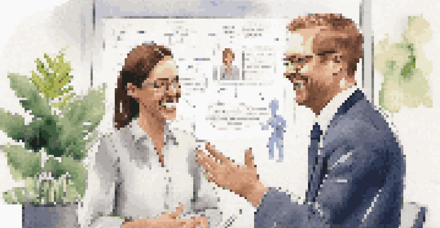 A leader providing constructive feedback to a team member, showcasing a supportive and engaging office environment.