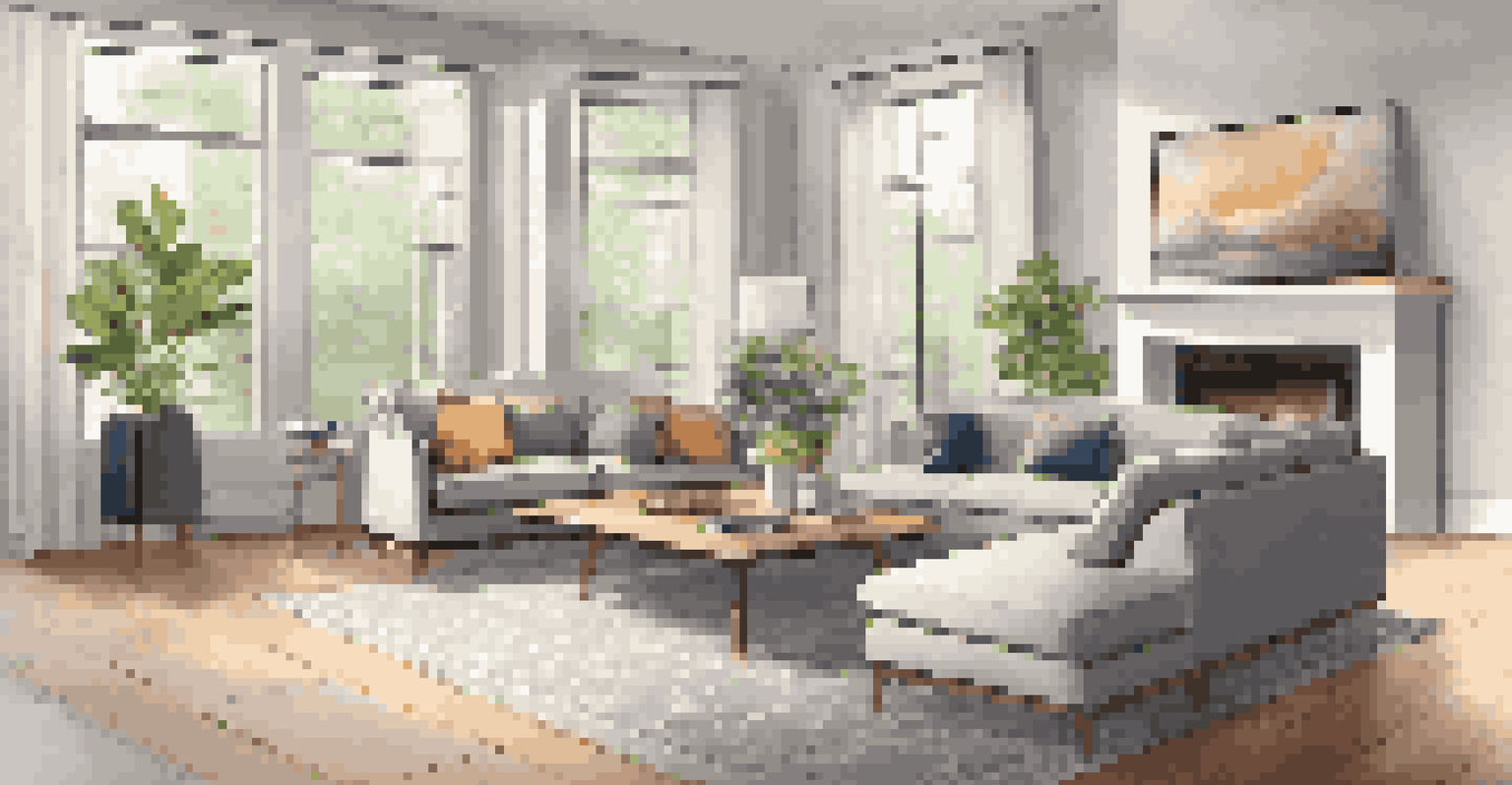 A customer using a tablet to visualize furniture in their stylish living room through augmented reality.
