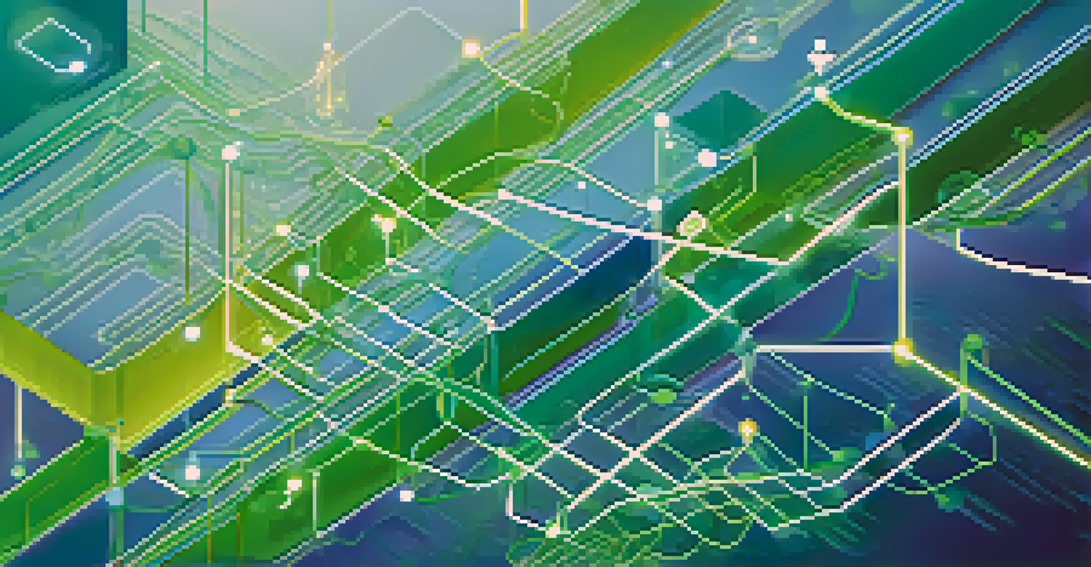 An abstract digital network representing regulatory compliance with interconnected nodes and icons like check marks and documents on a gradient background.