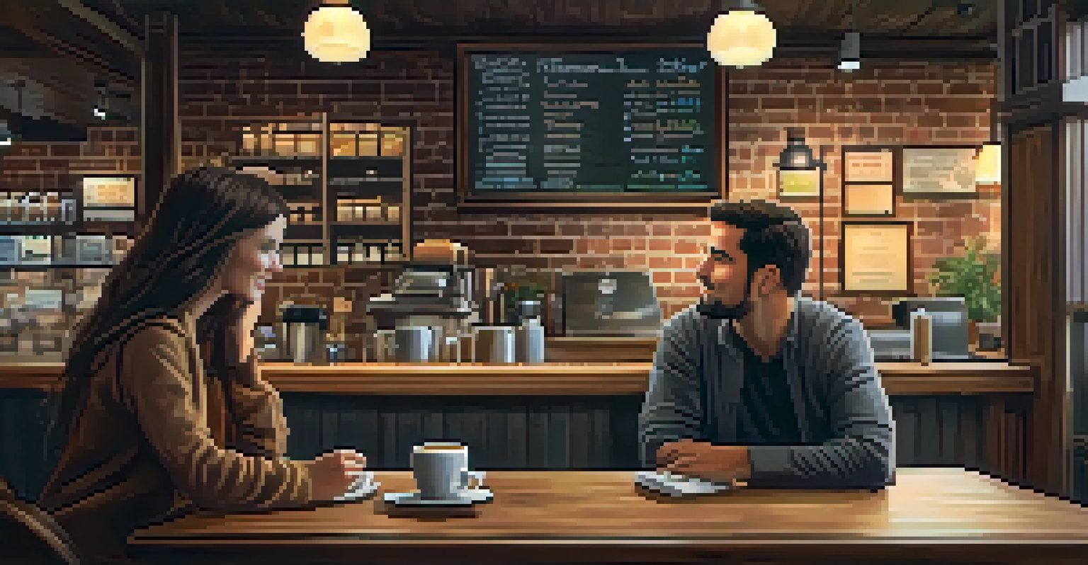 A small business owner discussing finances in a cozy coffee shop, emphasizing cash flow management.