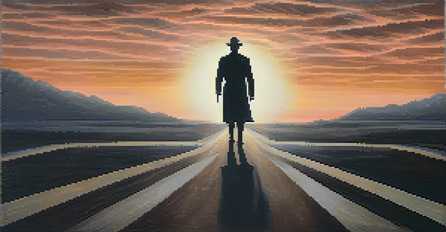 A silhouette of a whistleblower at a crossroads, with one path illuminated and the other dark, symbolizing courage and choice.