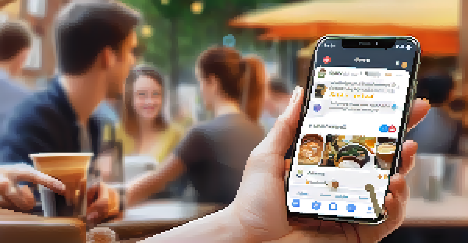 A close-up of a smartphone displaying social media metrics in a cozy café setting.