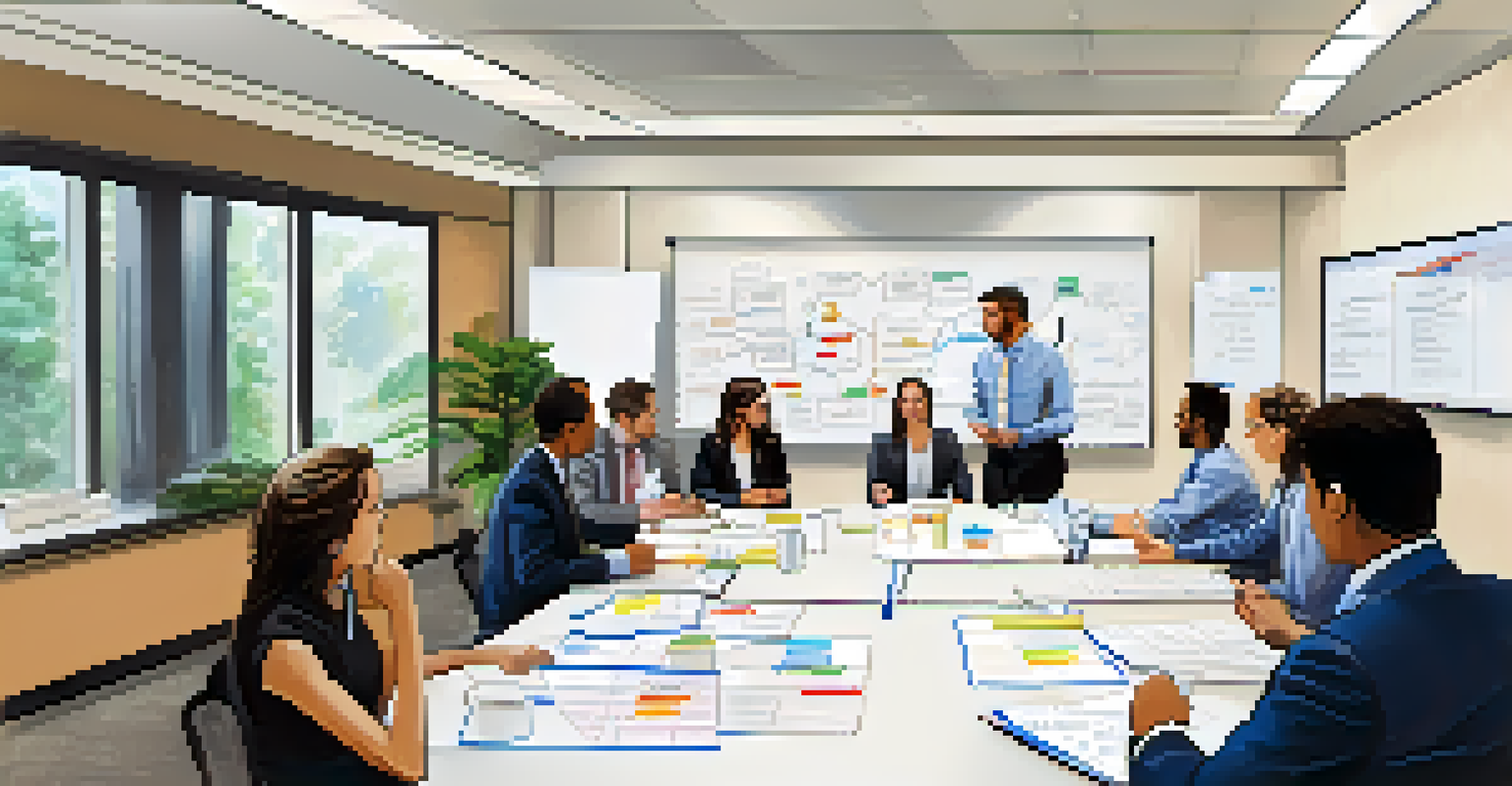 Employees engaged in a tabletop exercise discussing business continuity planning.