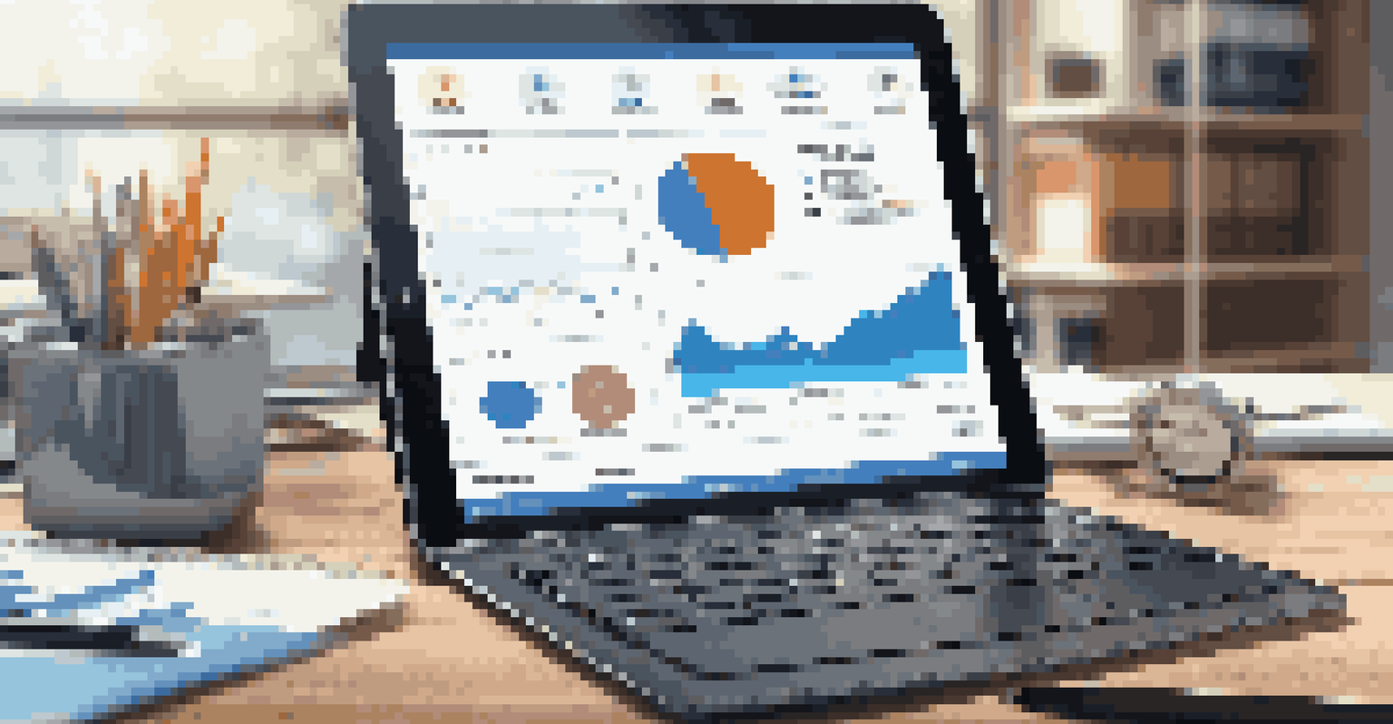 Close-up of a digital tablet showing supply chain analytics on a wooden desk, with a modern office background.