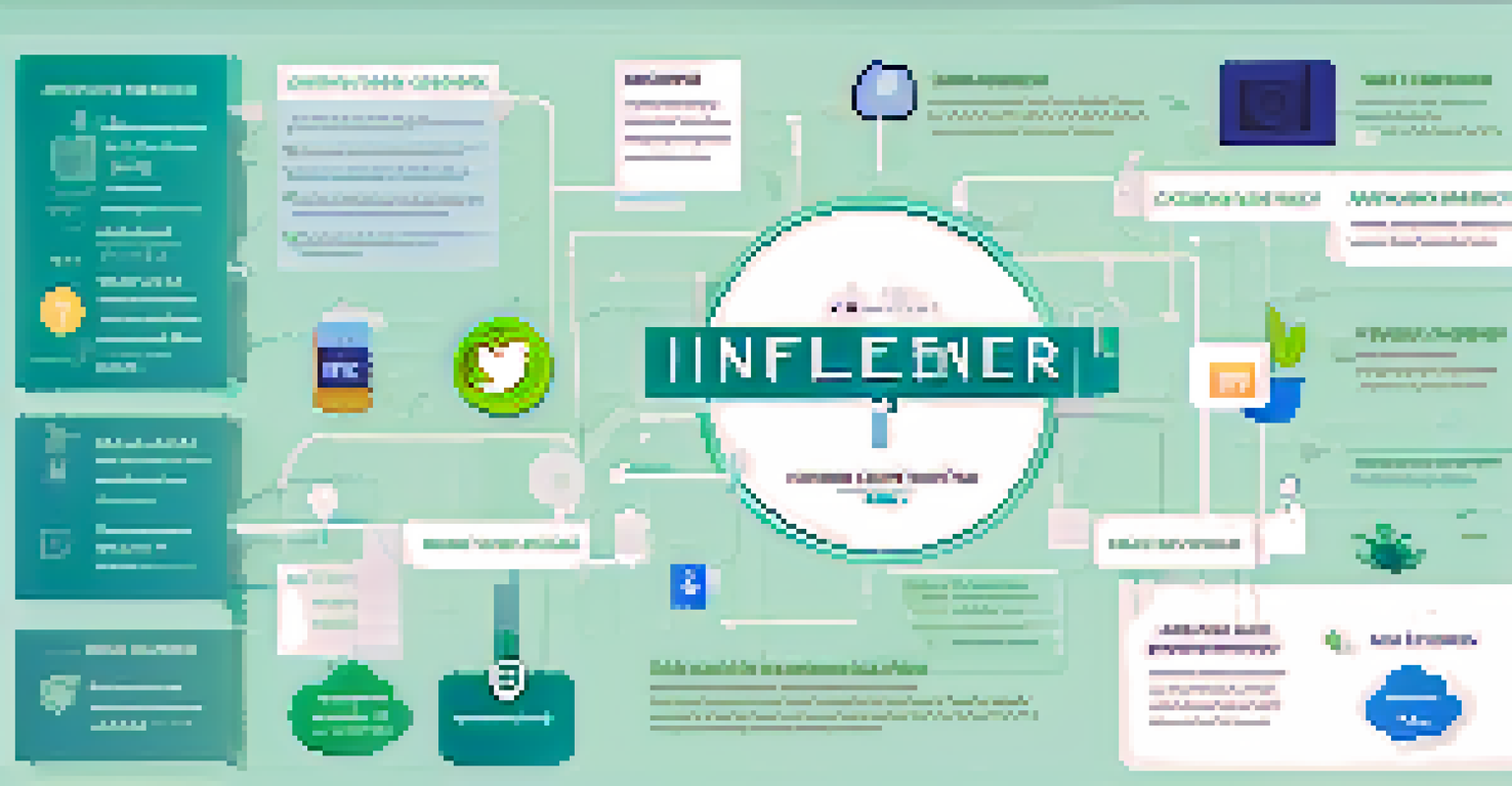 An infographic displaying the key elements of successful influencer marketing with icons and a soft color scheme.