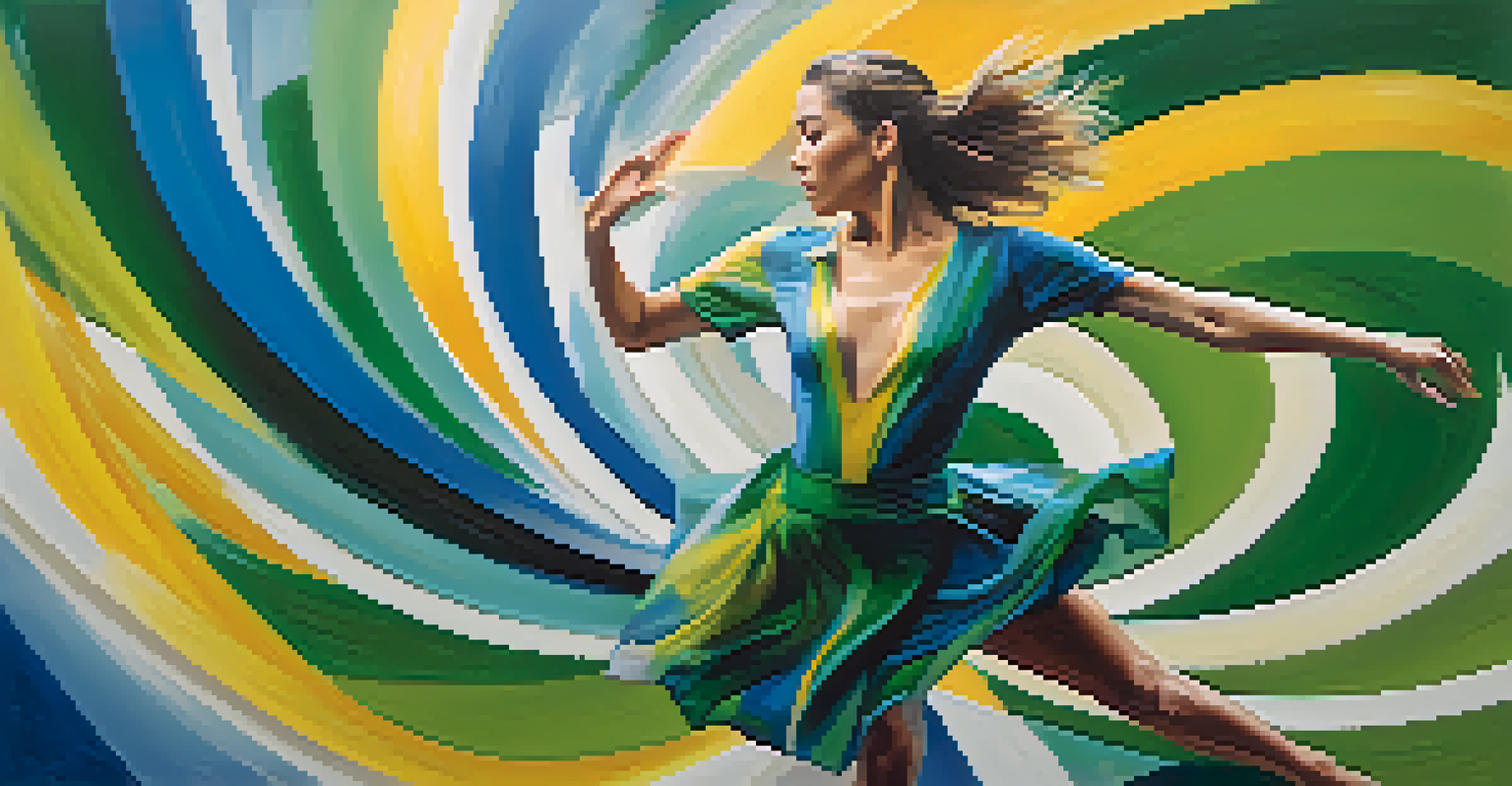An abstract image of a dancer in mid-motion, representing business agility with swirling colors and shapes.
