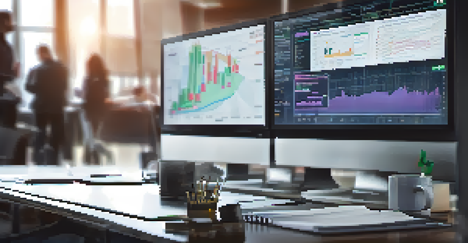 A computer screen showing risk management software with real-time data analysis in an office setting.