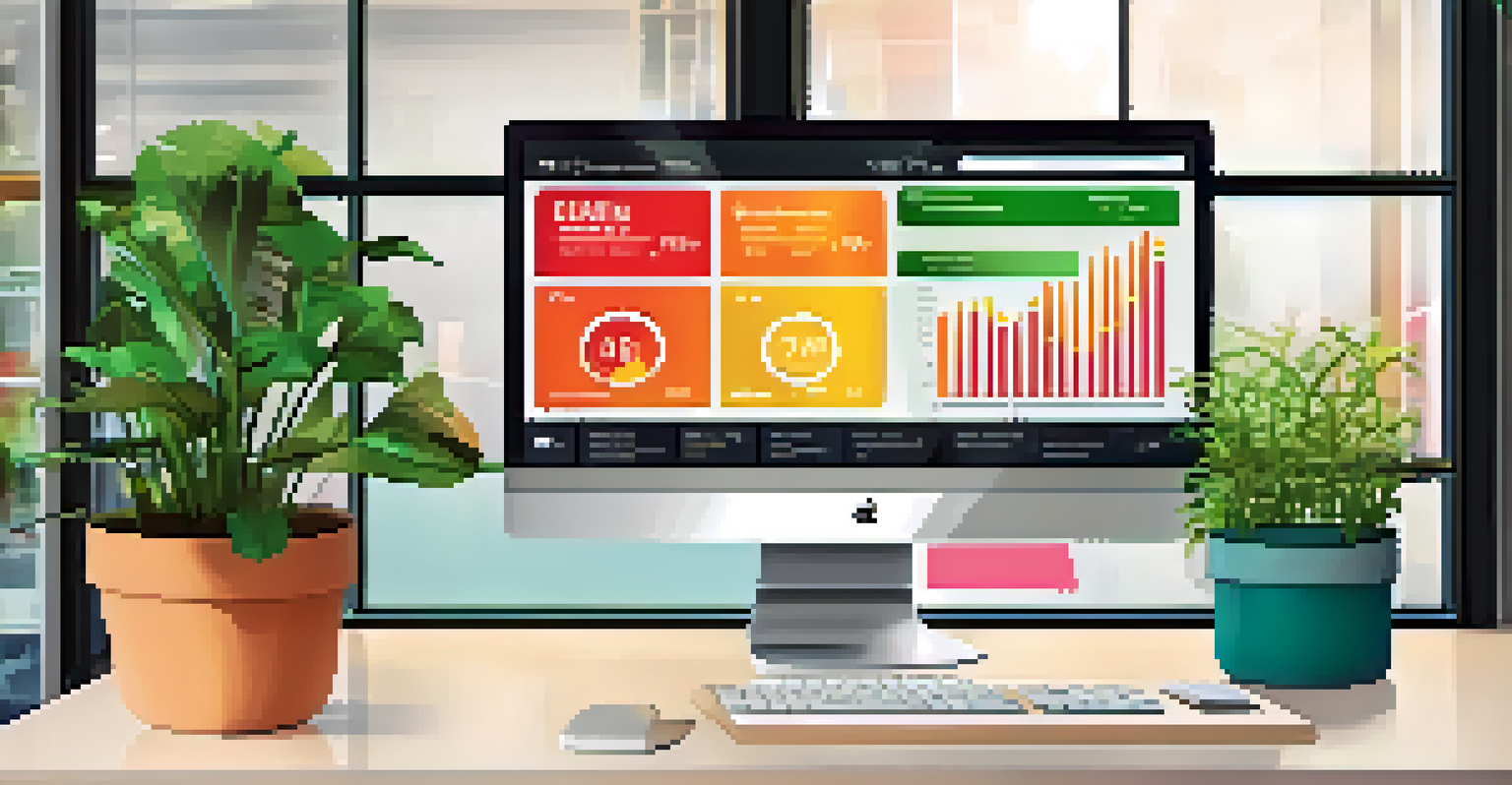A close-up view of a computer screen showing an employee engagement dashboard with colorful graphs.