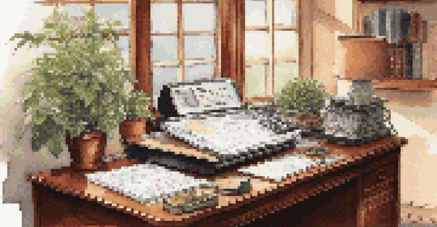 An organized desk with financial documents, a calculator, and a small plant, illuminated by natural light.
