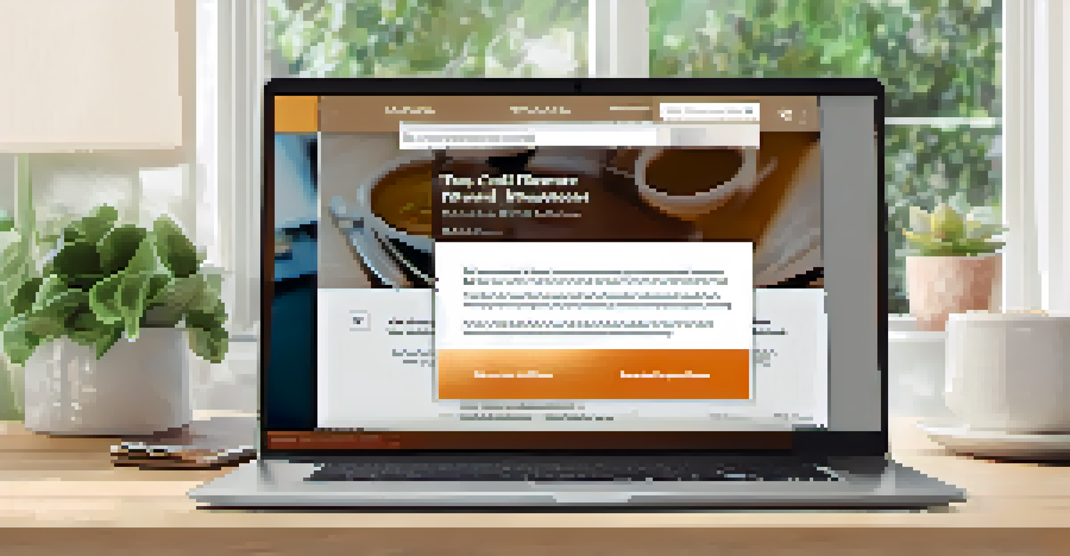 A close-up of a laptop screen showing a user-friendly referral program webpage in a cozy workspace.