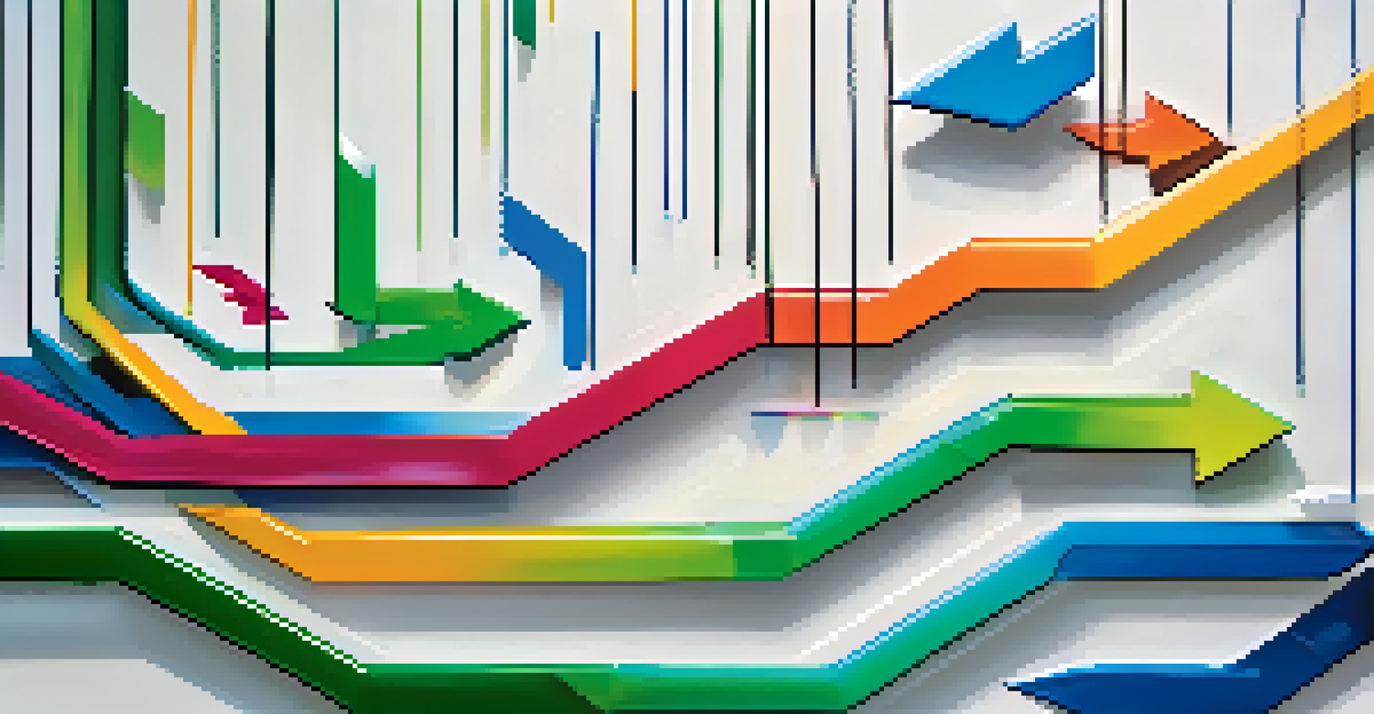 An abstract image showing colorful arrows and graphs representing business agility and growth.