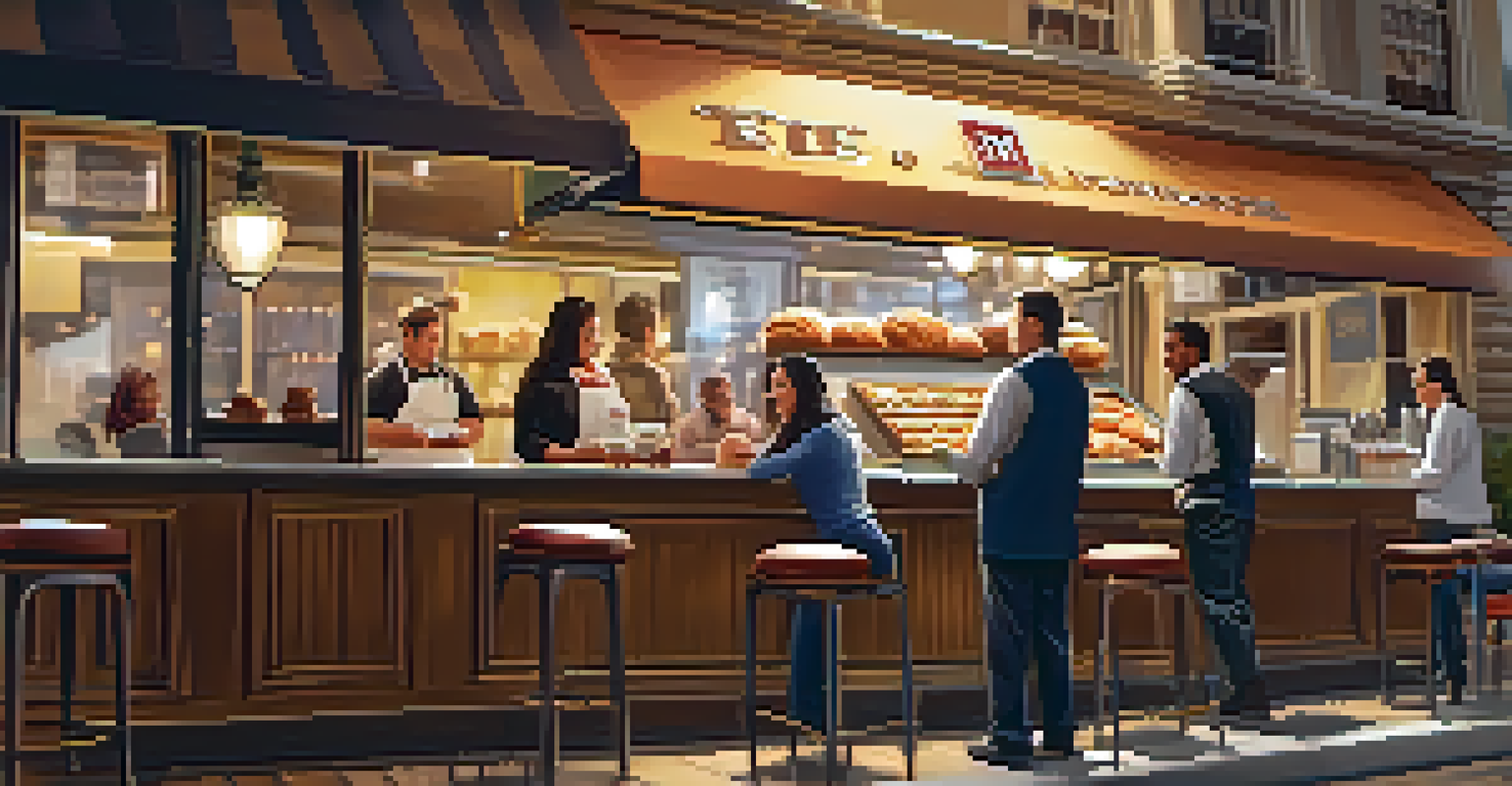 A confident franchisee serving customers in a cozy café filled with delicious pastries and happy patrons.
