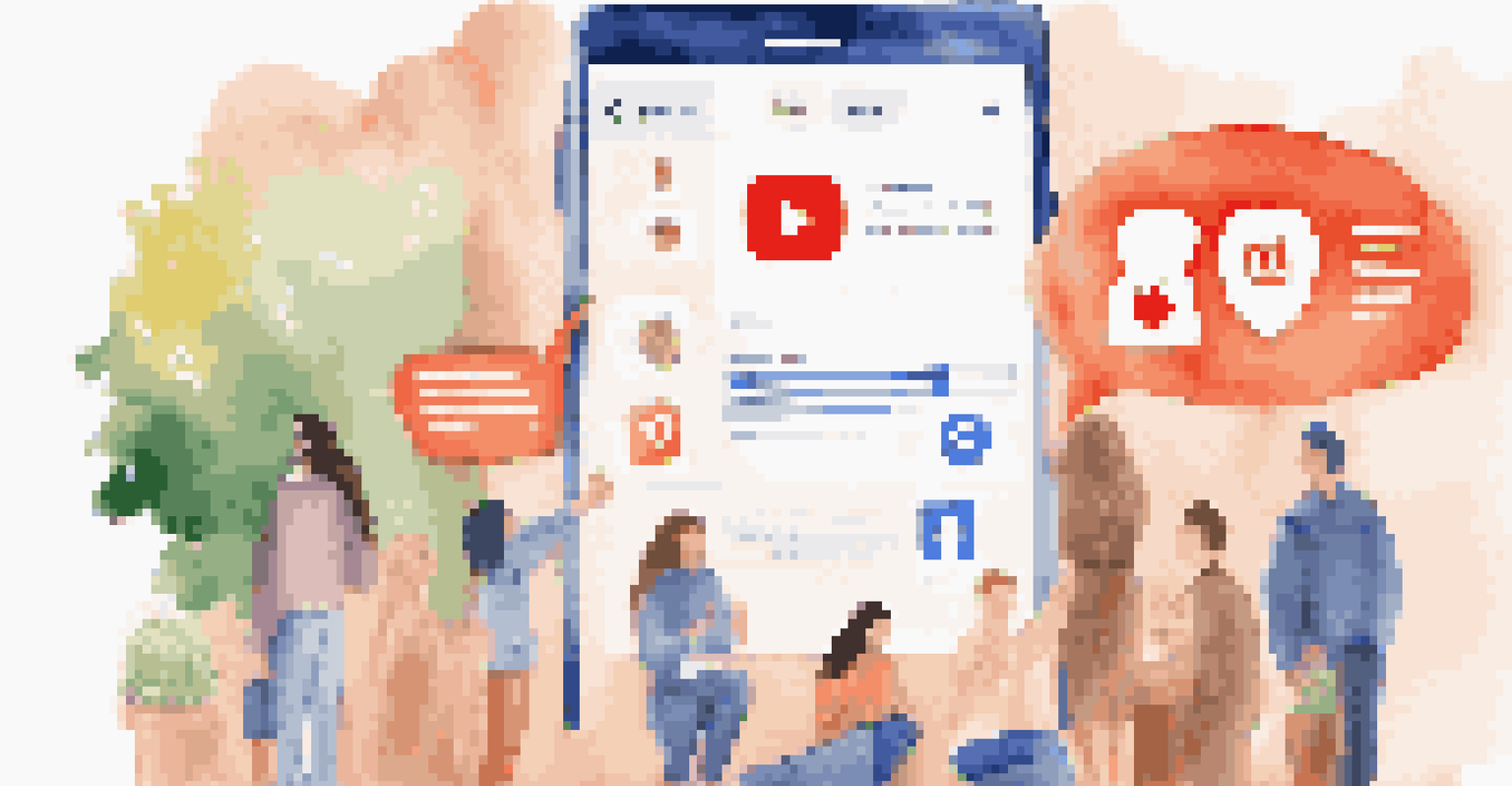A digital illustration of a social media feed showing positive brand interactions and ethical reviews.