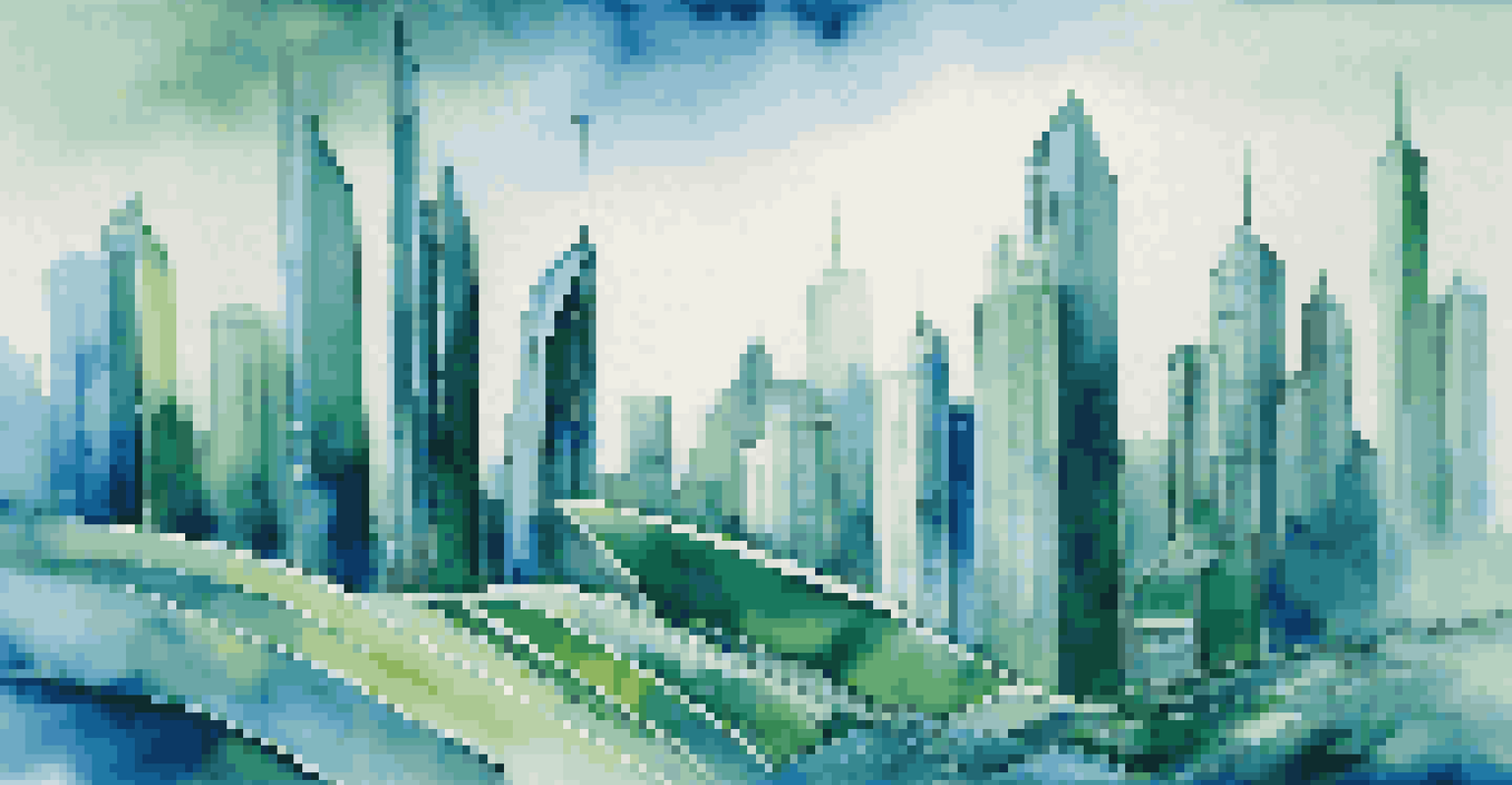 An abstract futuristic city skyline symbolizing business agility with flowing lines and dynamic shapes.