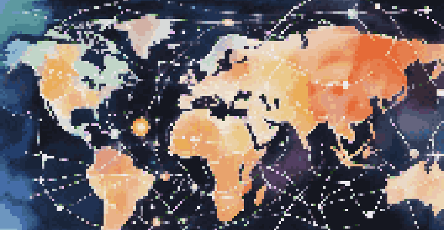 An abstract visual of a global network connecting startups, with glowing lines and icons representing technology and innovation on a world map.