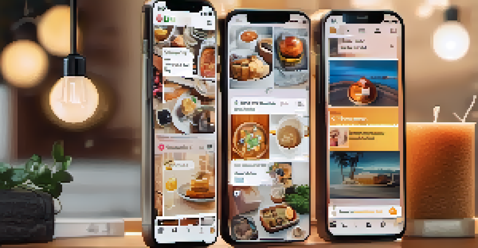 A smartphone displaying a colorful social media feed filled with user-generated content and engaging images.
