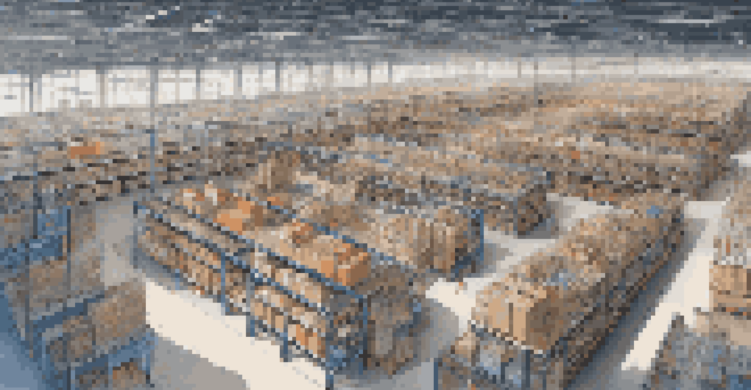 Aerial view of a well-organized warehouse filled with products ready for distribution.
