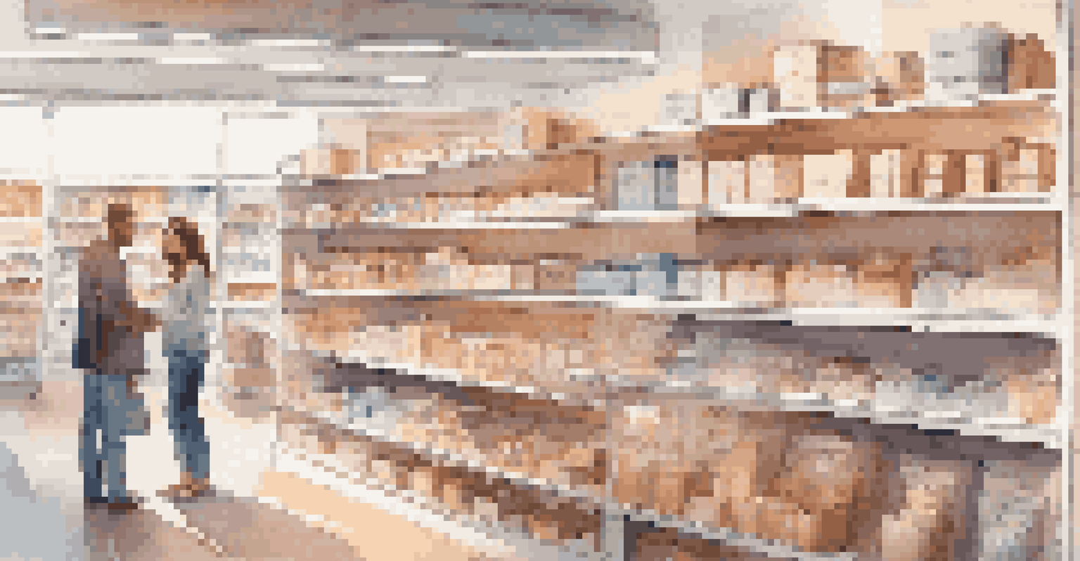 A tidy retail space where a customer interacts with an employee using a tablet.