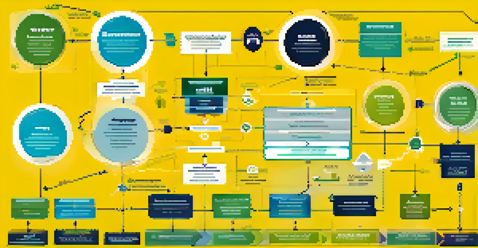 An infographic showing the stages of a supply chain enhanced by blockchain technology with colorful flowchart elements.