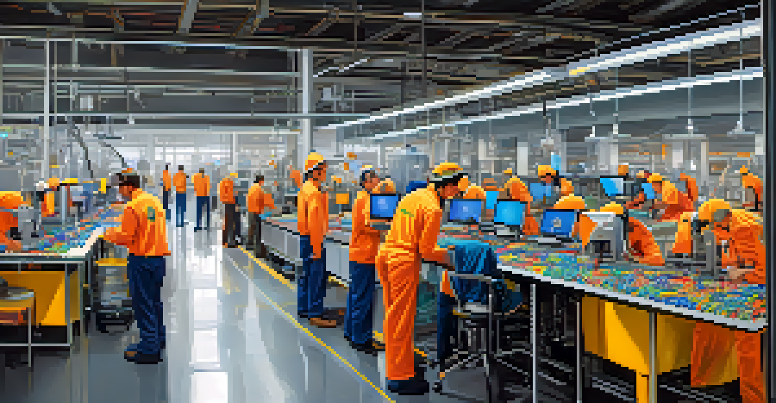 A split image showing a traditional manufacturing assembly line on one side and a colorful tech startup workspace on the other, highlighting the differences in business models.