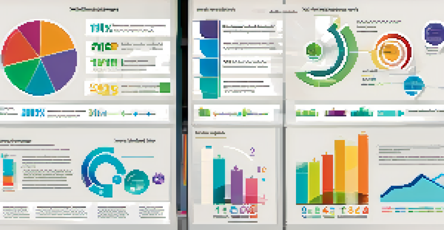 An infographic displaying key performance indicators for change management with various colorful charts and graphs.
