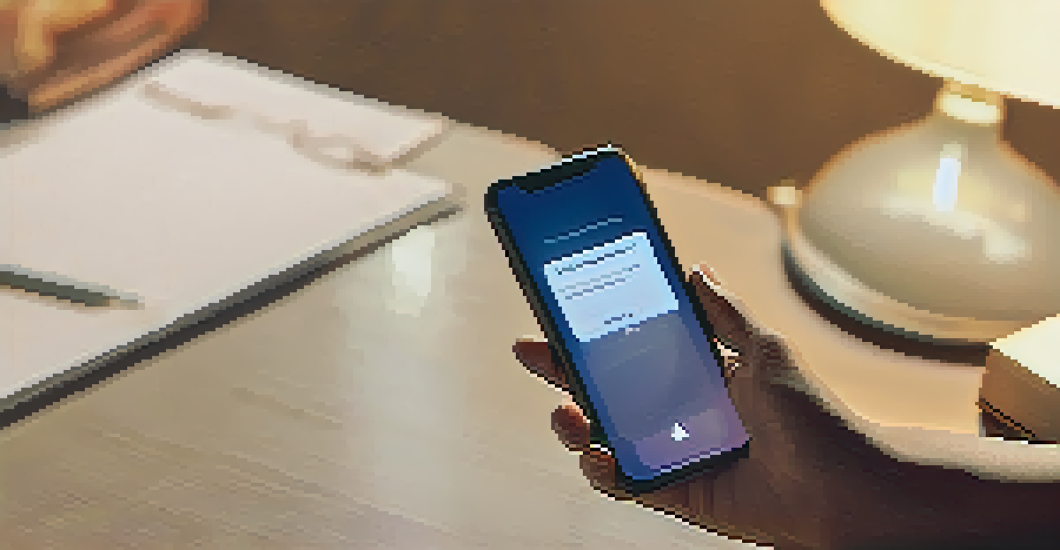 A close-up of a hand holding a smartphone showing a consent form, with a blurred background and warm lighting.