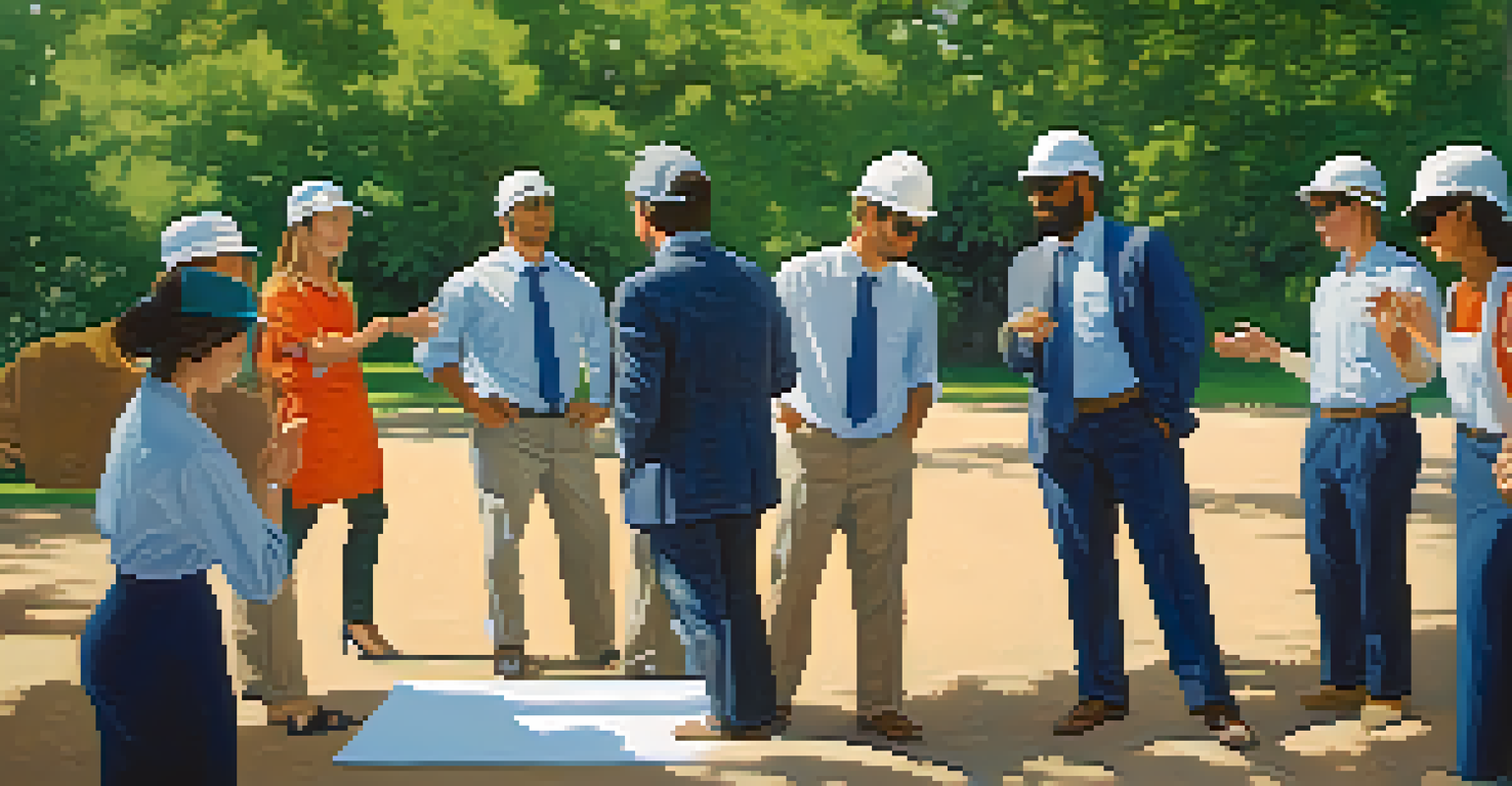 Diverse employees participating in a team-building activity outdoors, showcasing trust and collaboration.