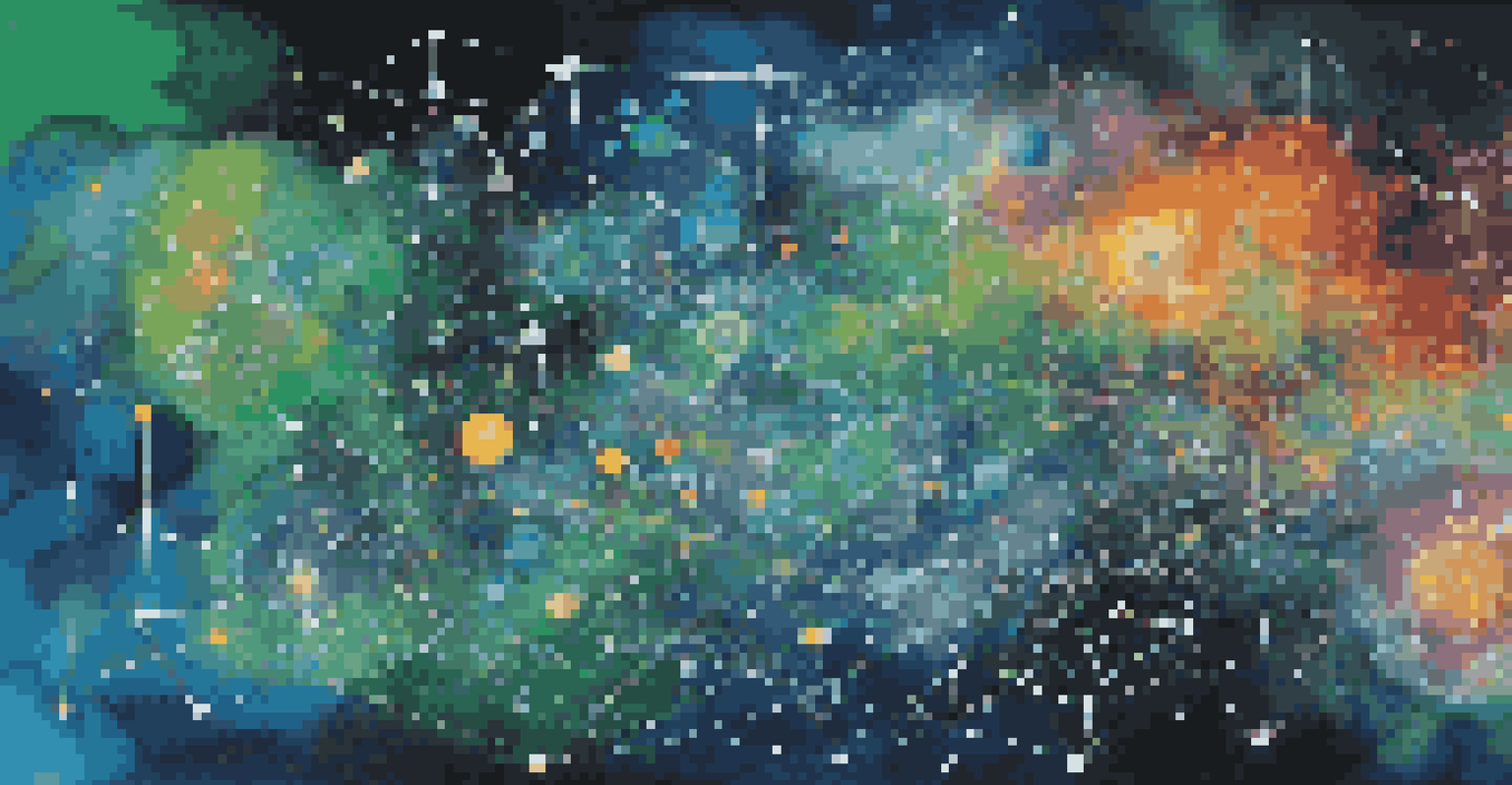An abstract image showing interconnected data streams and visualizations in vibrant colors.