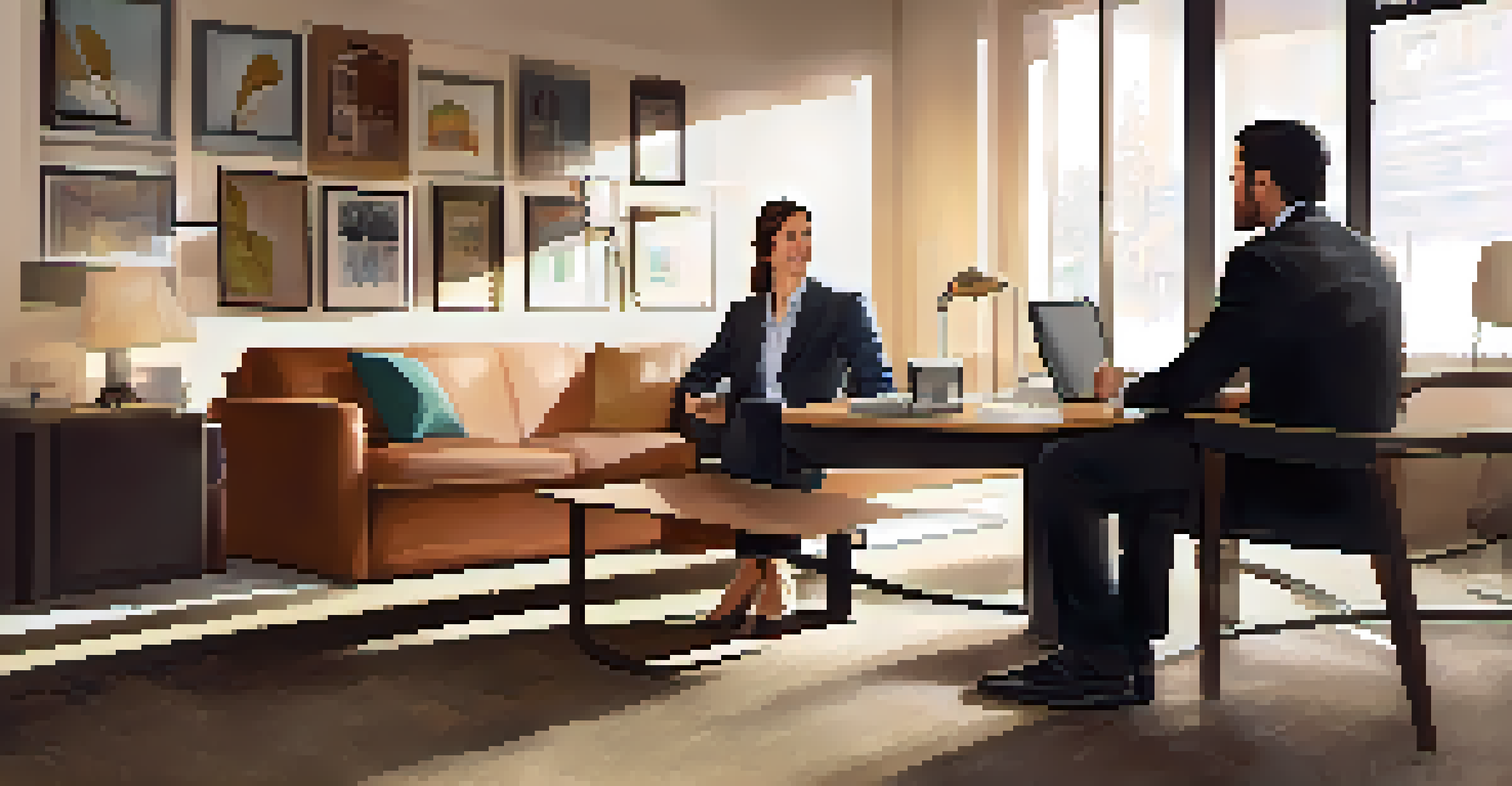 A manager listening to a team member in a cozy office corner, creating a supportive and open communication environment.