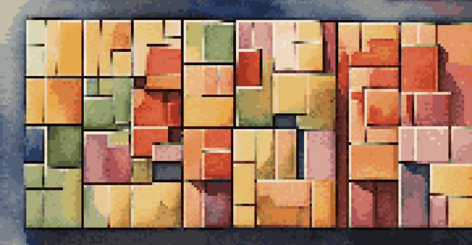 A vibrant artistic representation of the nine building blocks of the Business Model Canvas displayed as colorful puzzle pieces on a textured background.