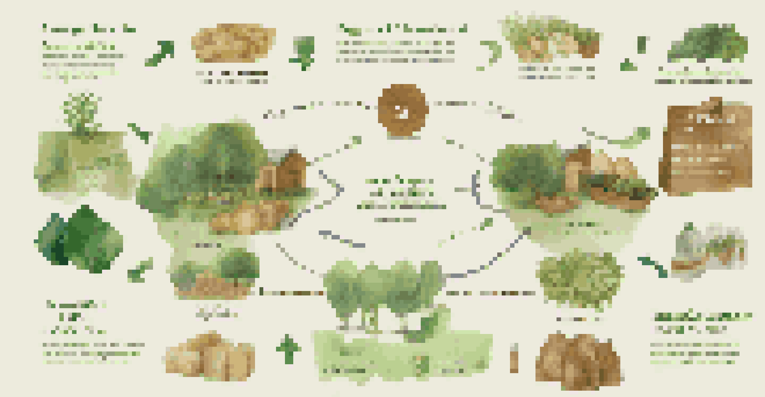 An infographic illustrating sustainable supply chain practices with icons and an earthy color scheme.