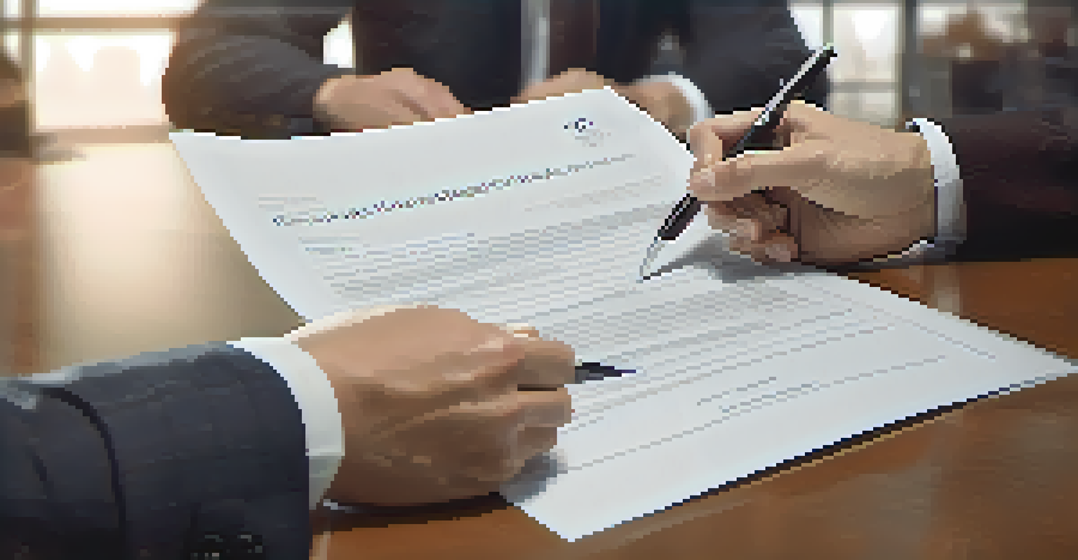 A close-up of a handshake over a contract symbolizing a successful merger.