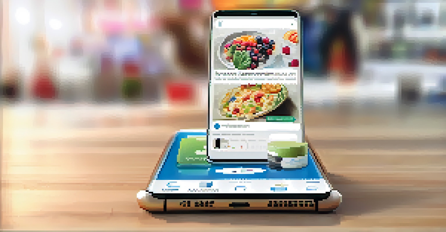 A smartphone showing a social media post promoting a product, with a blurred background.