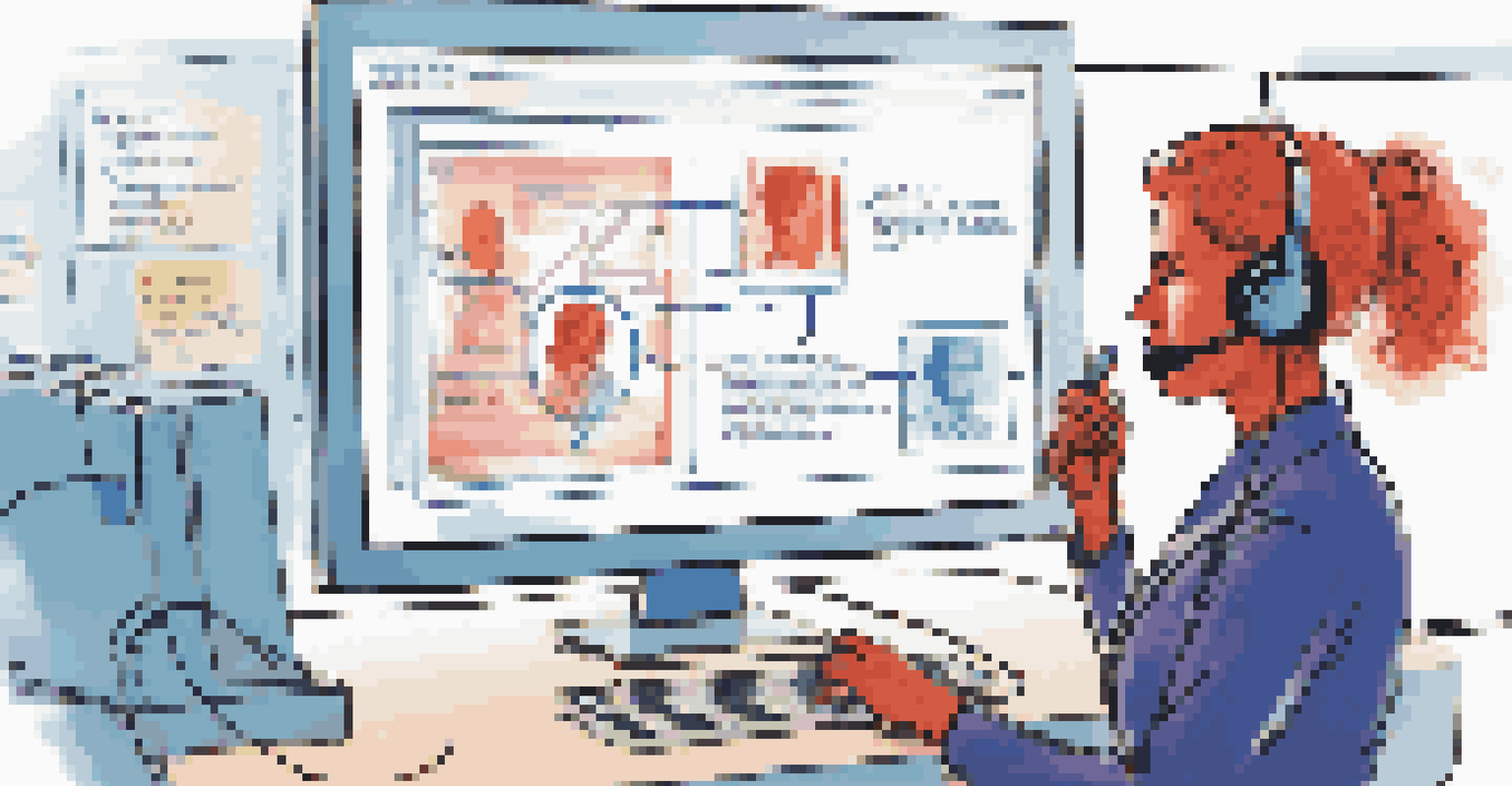A customer interacting with a virtual assistant, with a flowchart showing the quick routing of inquiries.