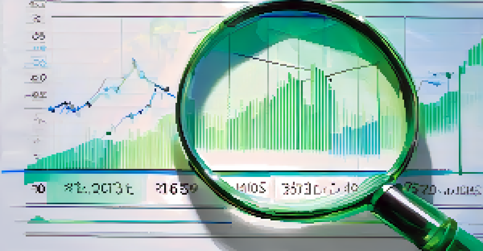 An abstract image of a magnifying glass over financial charts, symbolizing due diligence.