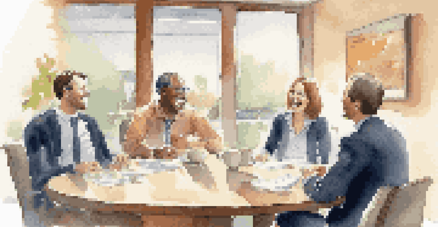 A cozy conference room with two people laughing during a negotiation, one telling a joke, creating a relaxed atmosphere with natural light streaming in.