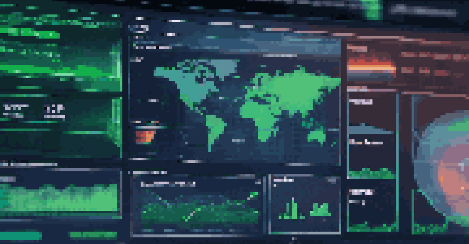 A close-up of a computer screen showing a cybersecurity dashboard with graphs and alerts in a high-tech environment.