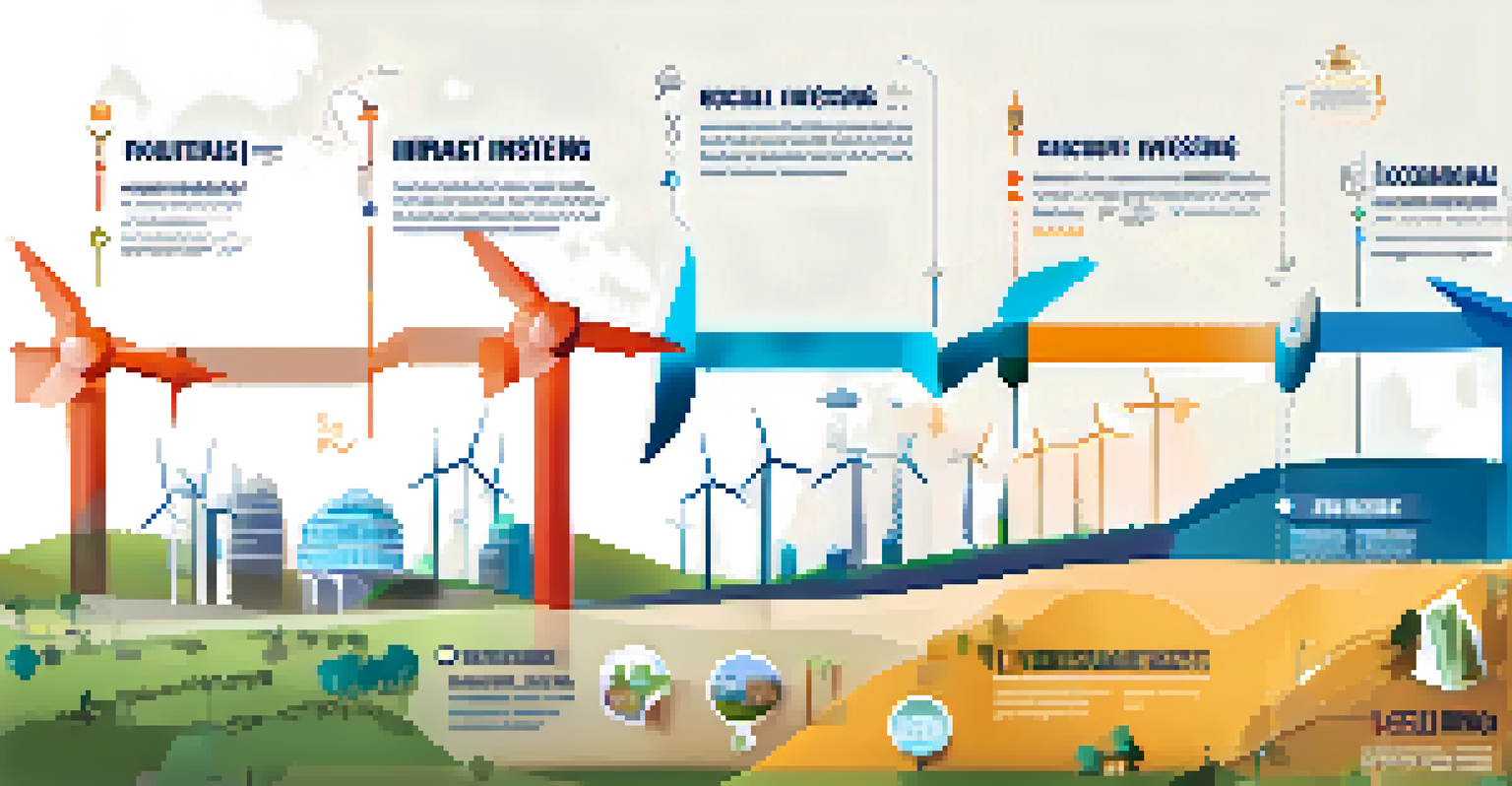 An infographic comparing impact investing and traditional investing, using contrasting colors and icons to represent different sectors.