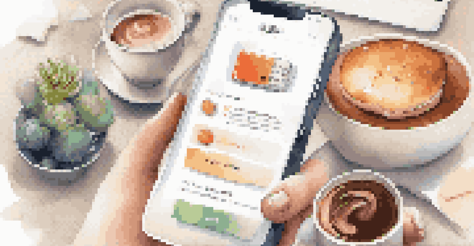 A smartphone displaying a user-friendly mobile app interface with various shopping features, placed on a stylish desk next to a laptop and coffee cup.