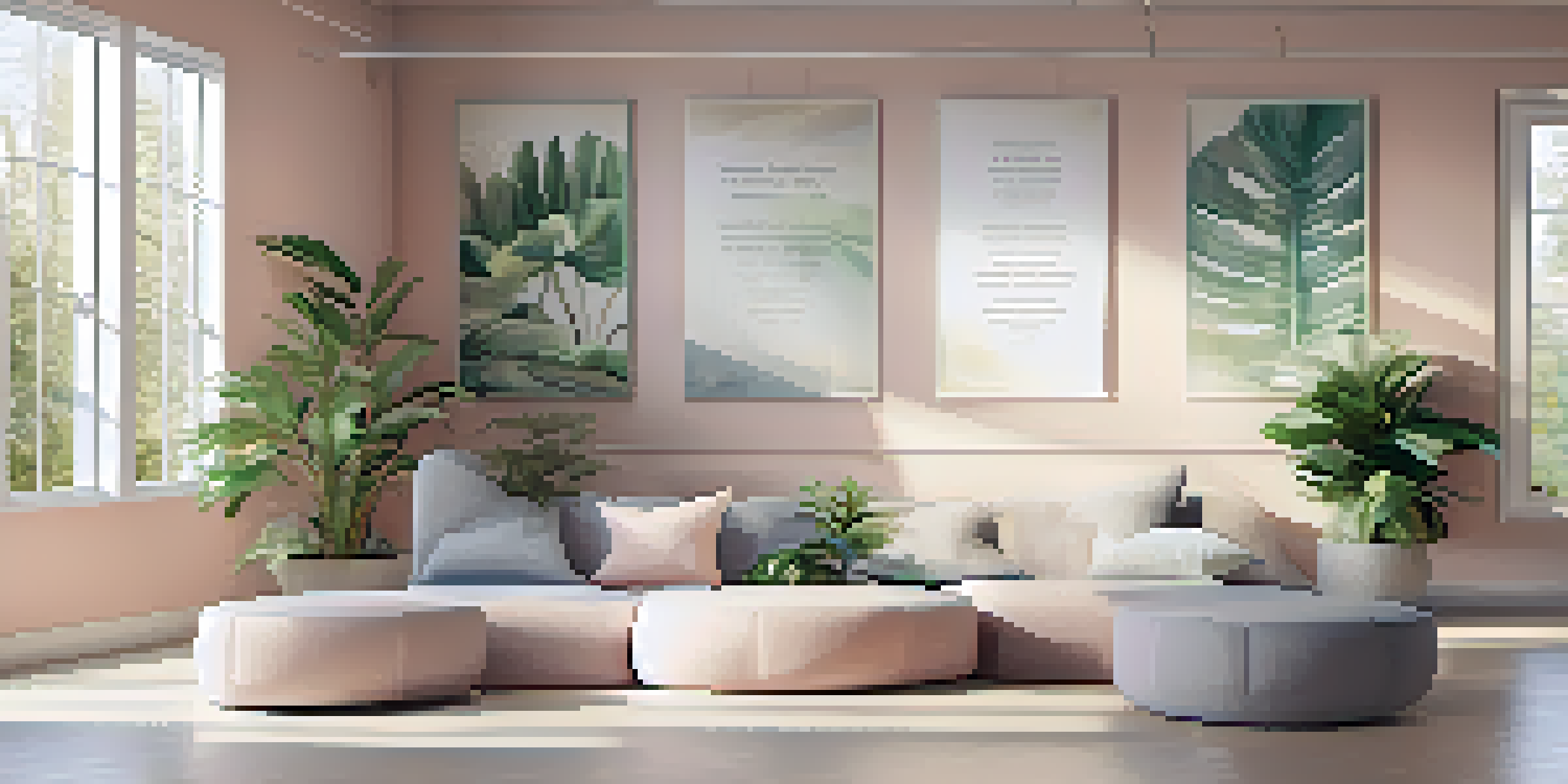 A peaceful office corner designed for meditation, with soft cushions and a plant, illuminated by natural light.