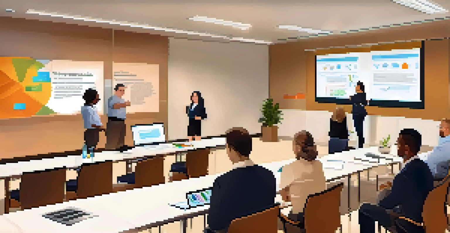 Employees attending a workshop about ethical decision-making in a bright corporate training room.