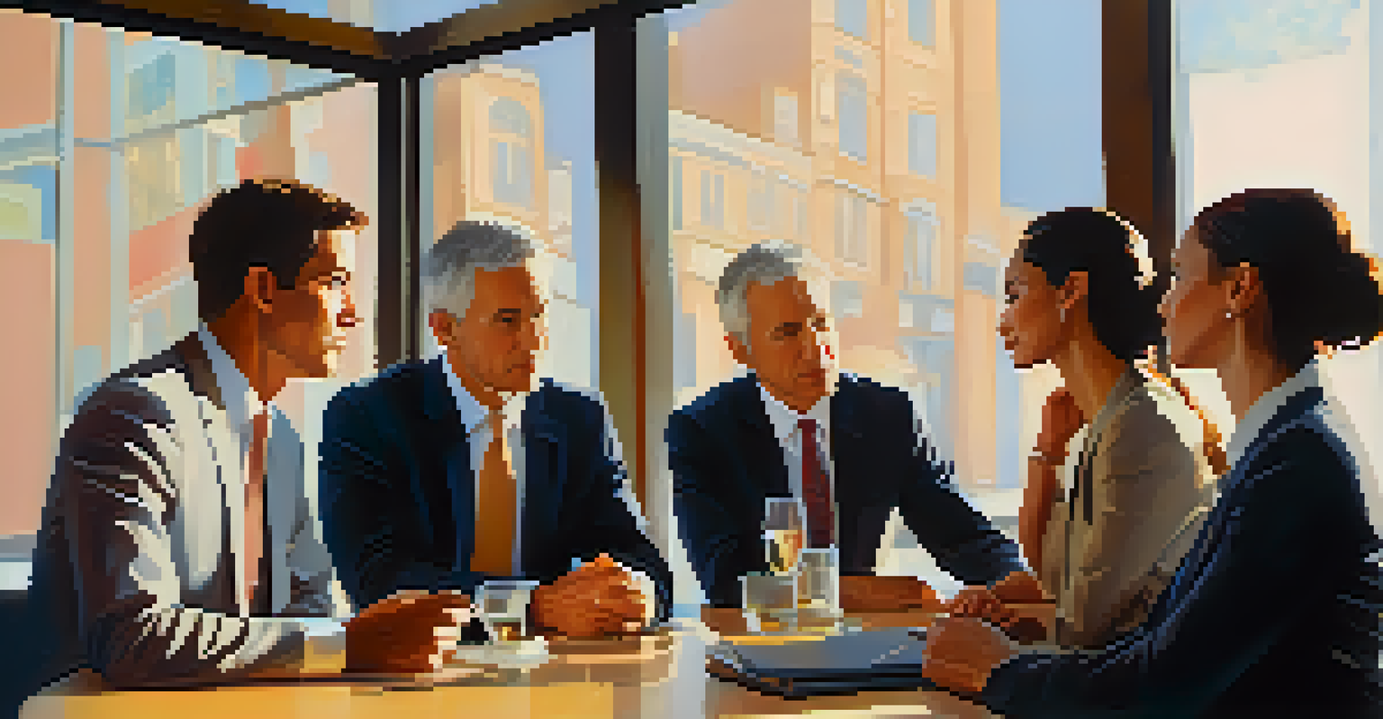 A close-up of diverse businesspeople engaged in a negotiation, showcasing their body language and expressions.