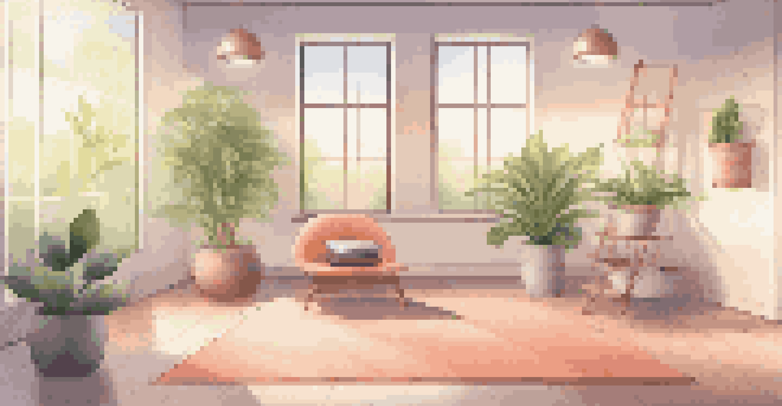 A peaceful wellness corner in an office with yoga mats, cushions, and plants, designed for relaxation and mindfulness.