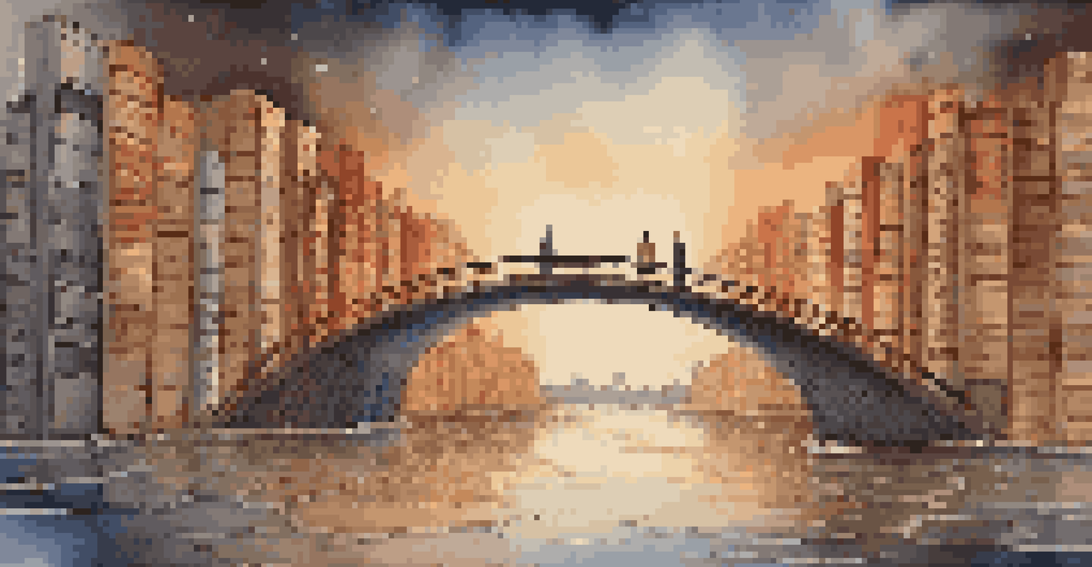 An artistic depiction of a storytelling bridge made of books connecting two sides of a negotiation table, symbolizing the connection between emotions and facts.