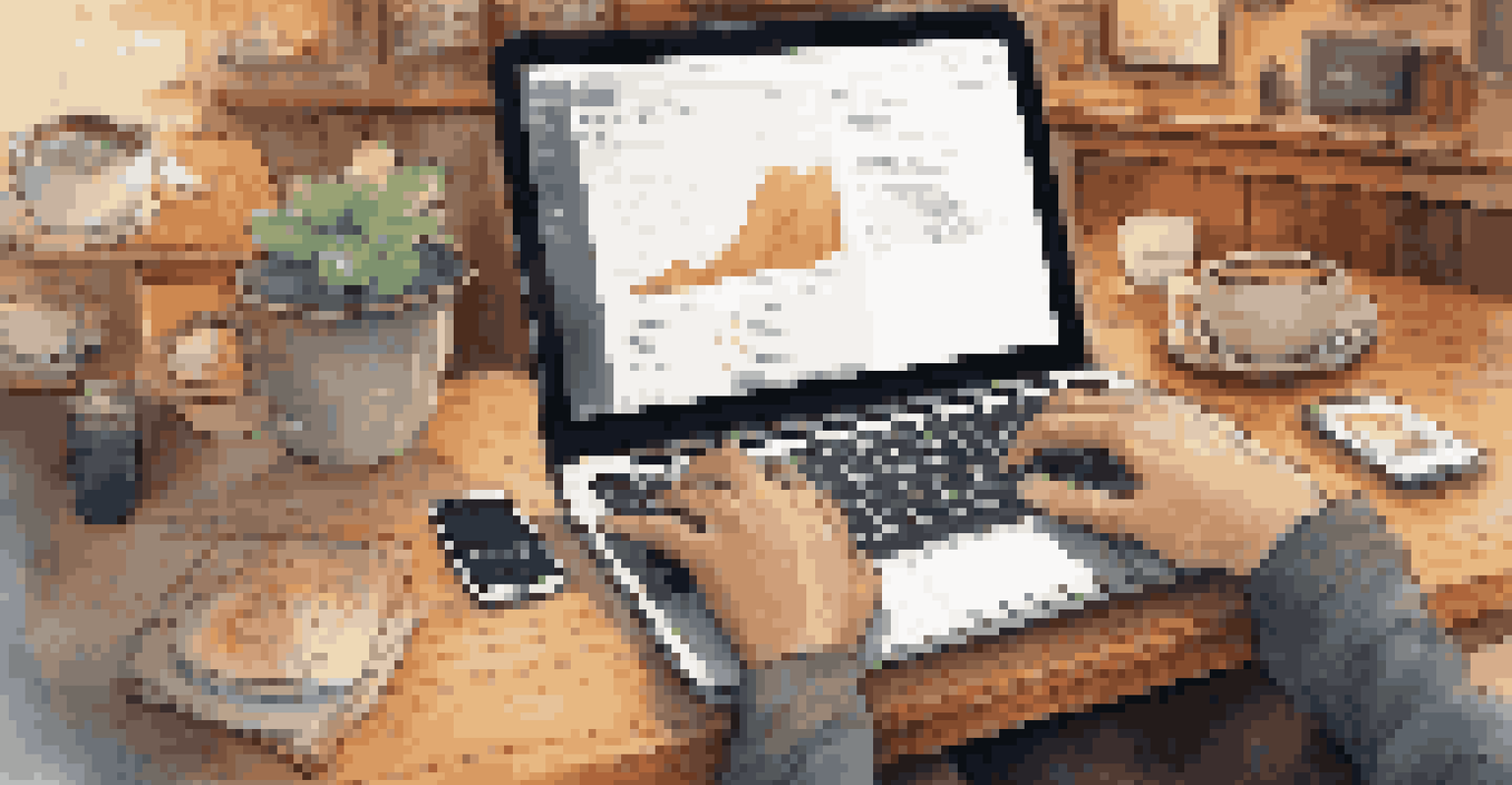 Close-up of hands typing on a laptop in a cozy coffee shop, with startup materials and warm lighting, representing the gig economy.