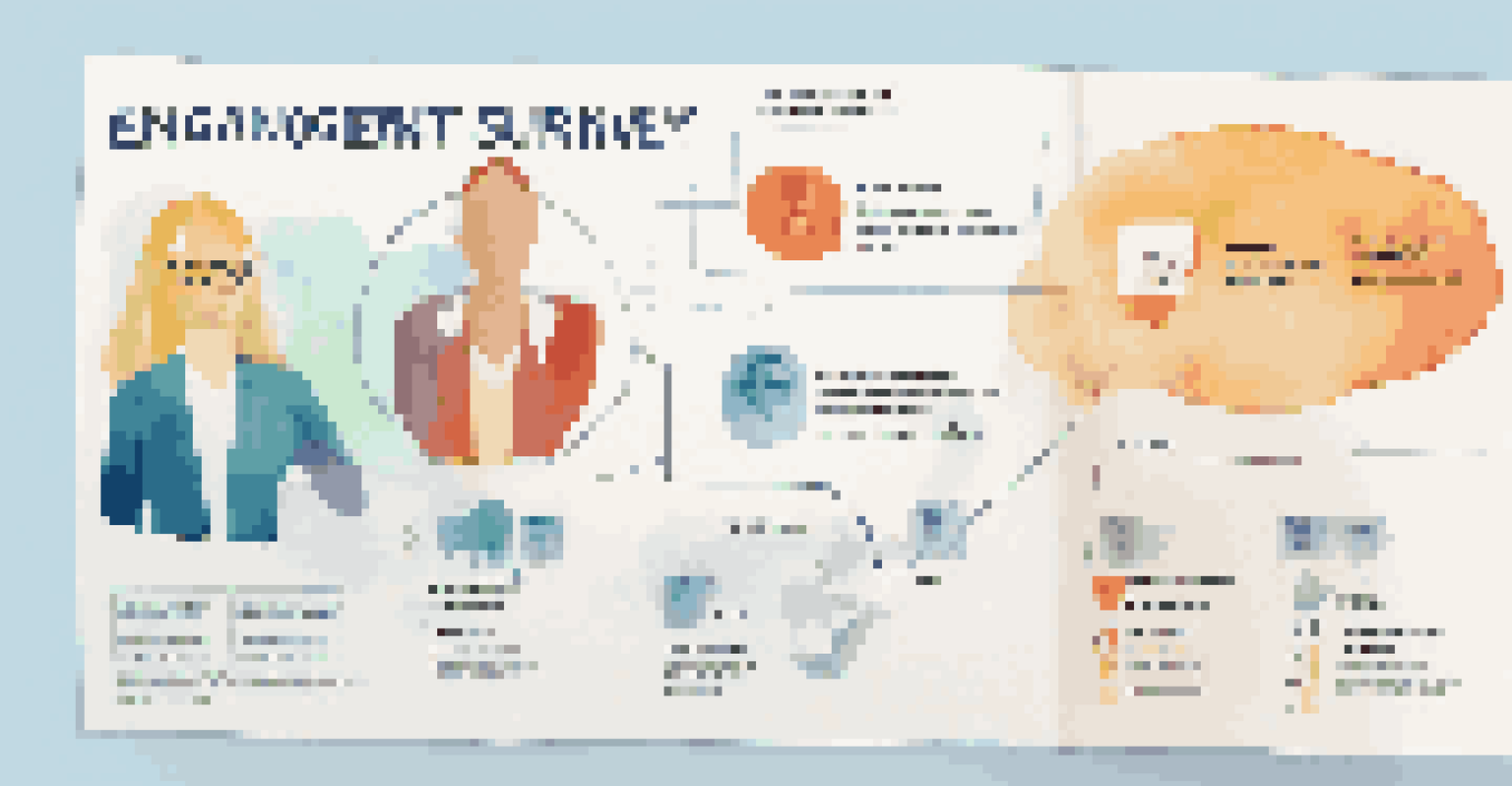 An infographic highlighting the key components of an effective engagement survey, featuring icons and colorful design elements.
