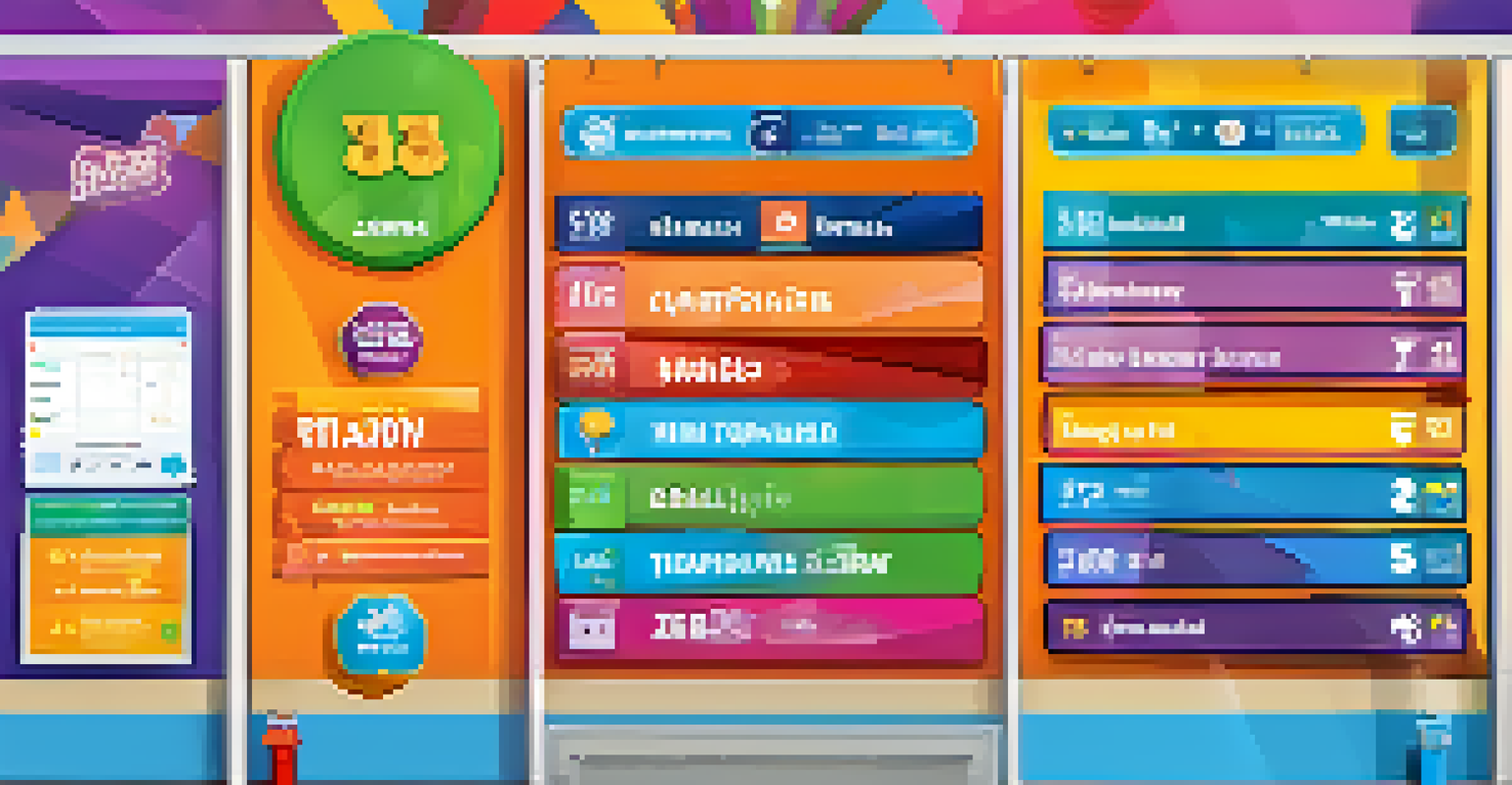 A colorful gamification dashboard showing points, badges, and a leaderboard for employee training.