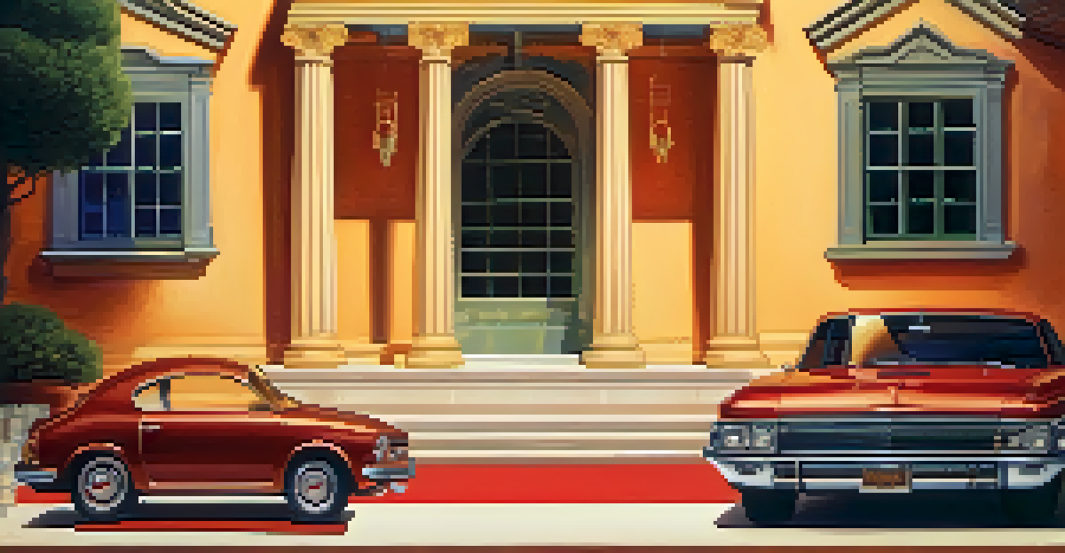 A balanced scale representing compromise with various symbols like a house, car, and money against a warm gradient background.
